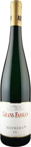 Frontansicht der Flasche von Grans Fassian Hofberg Riesling Weißwein